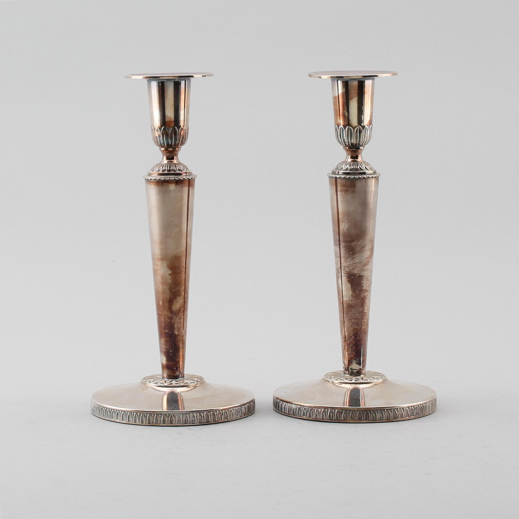 LJUSSTAKAR, 1 par, silver, Bröderna Carlsson, Göteborg 1941.