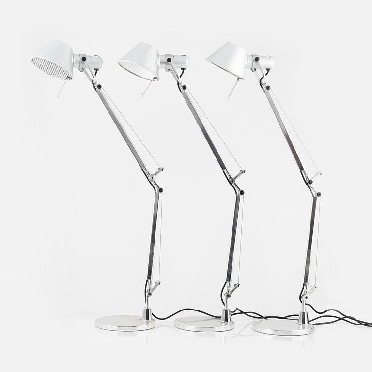 Michele De Lucchi & Giancarlo Fassina, skrivbordslampor, 3 st, "Tolomeo mini", Artemide, Italien.