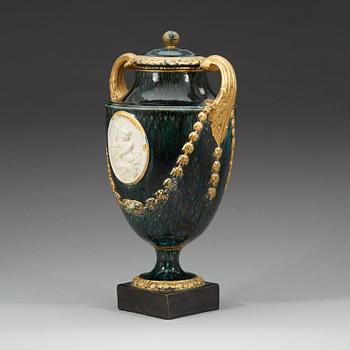 A Marieberg earthenware vase with cover, 1790's.
