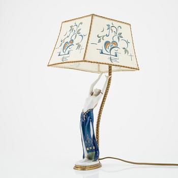 Bordslampa, porslin, 1920-30-tal.