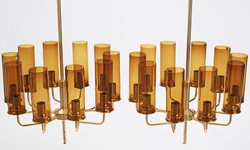 Hans-Agne Jakobsson, a pair of, "Sonata" chandeliers, model T-434/10, Hans Agne Jakobsson AB, Markaryd, Sweden 1960-70s.