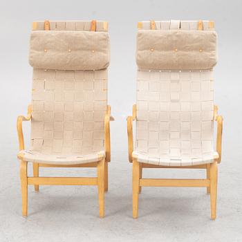 Bruno Mathsson, a pair of armchairs, "Eva high", Firma Karl Mathsson, Värnamo, 1965.