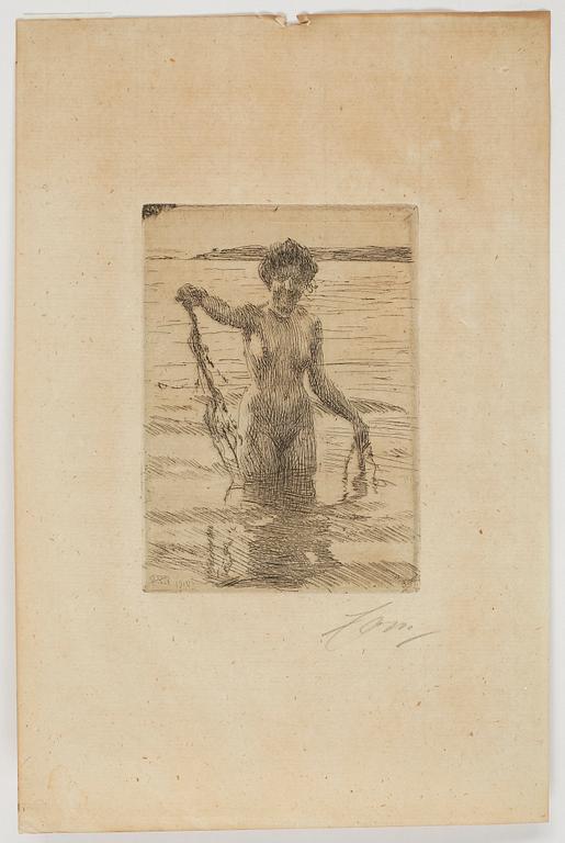 ANDERS ZORN, etsning. signerad med blyerts. Utförd 1910.