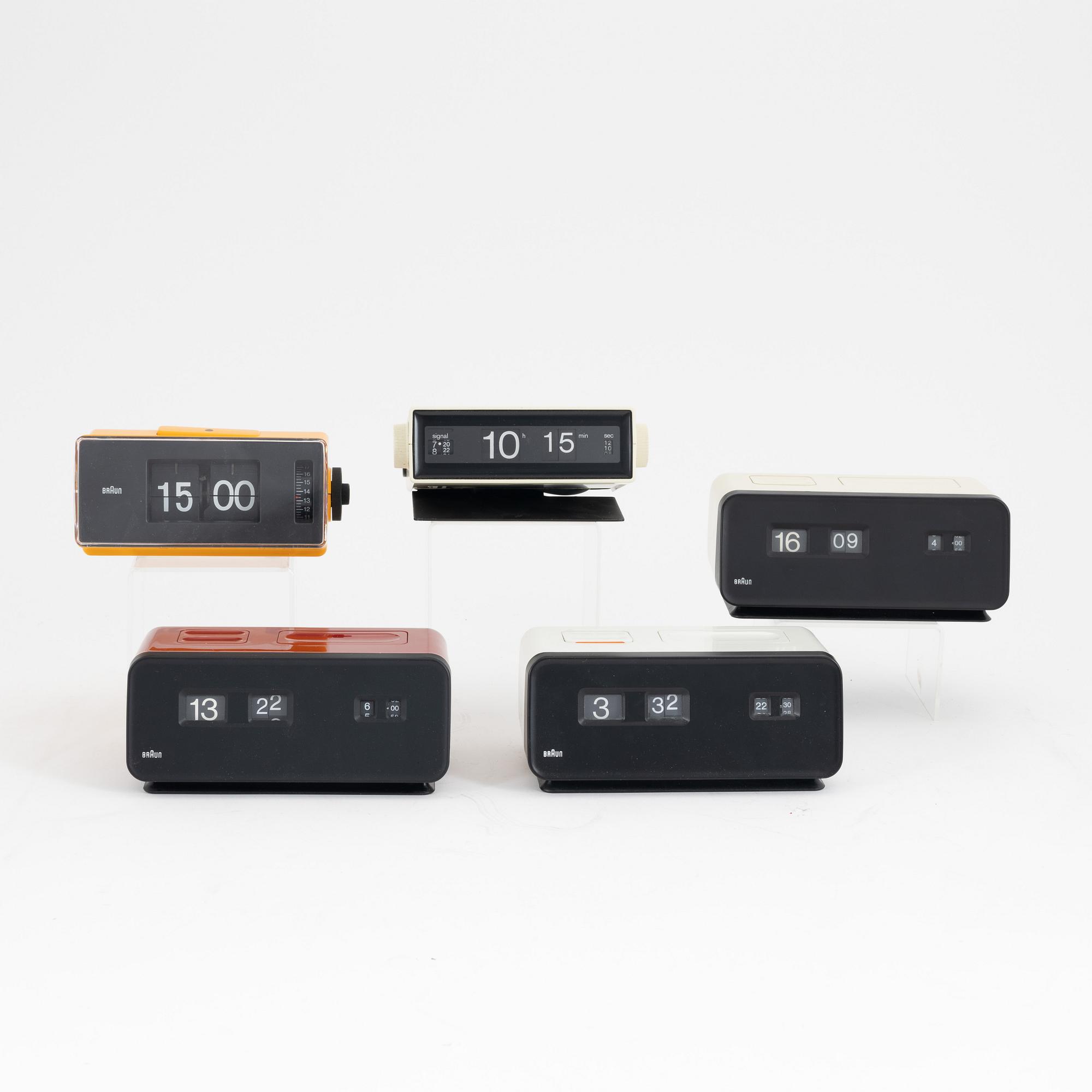 Dieter Rams & Dietrich Lubs, 5 alarm clocks, Braun. - Bukowskis Dieter Rams & Dietrich Lubs, 5 alarm clocks, Braun. - Bukowskis