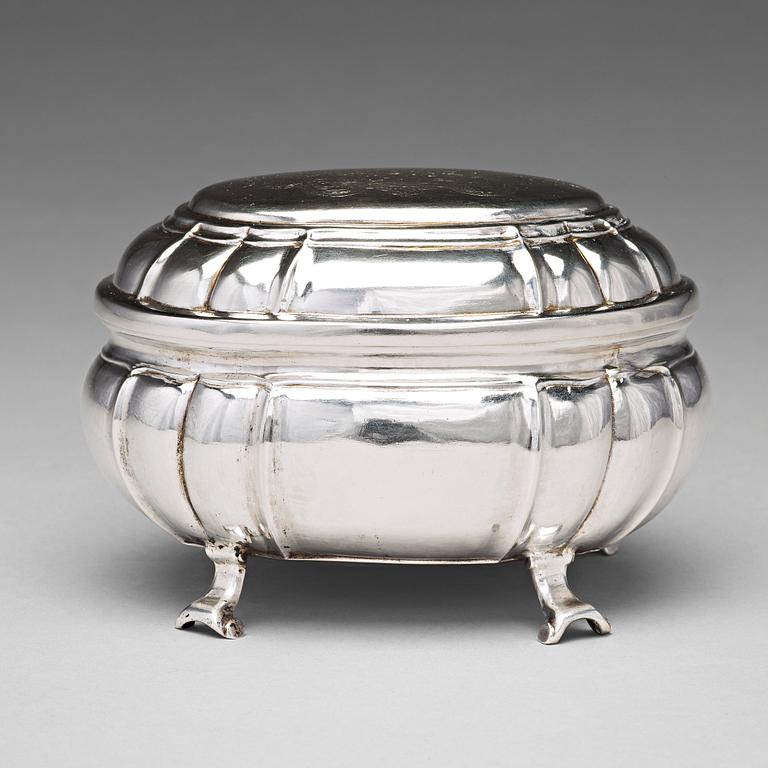 A Swedish 18th century silver sugar-casket, mark of Johan Pettersson Berg, Norrköping 1743.