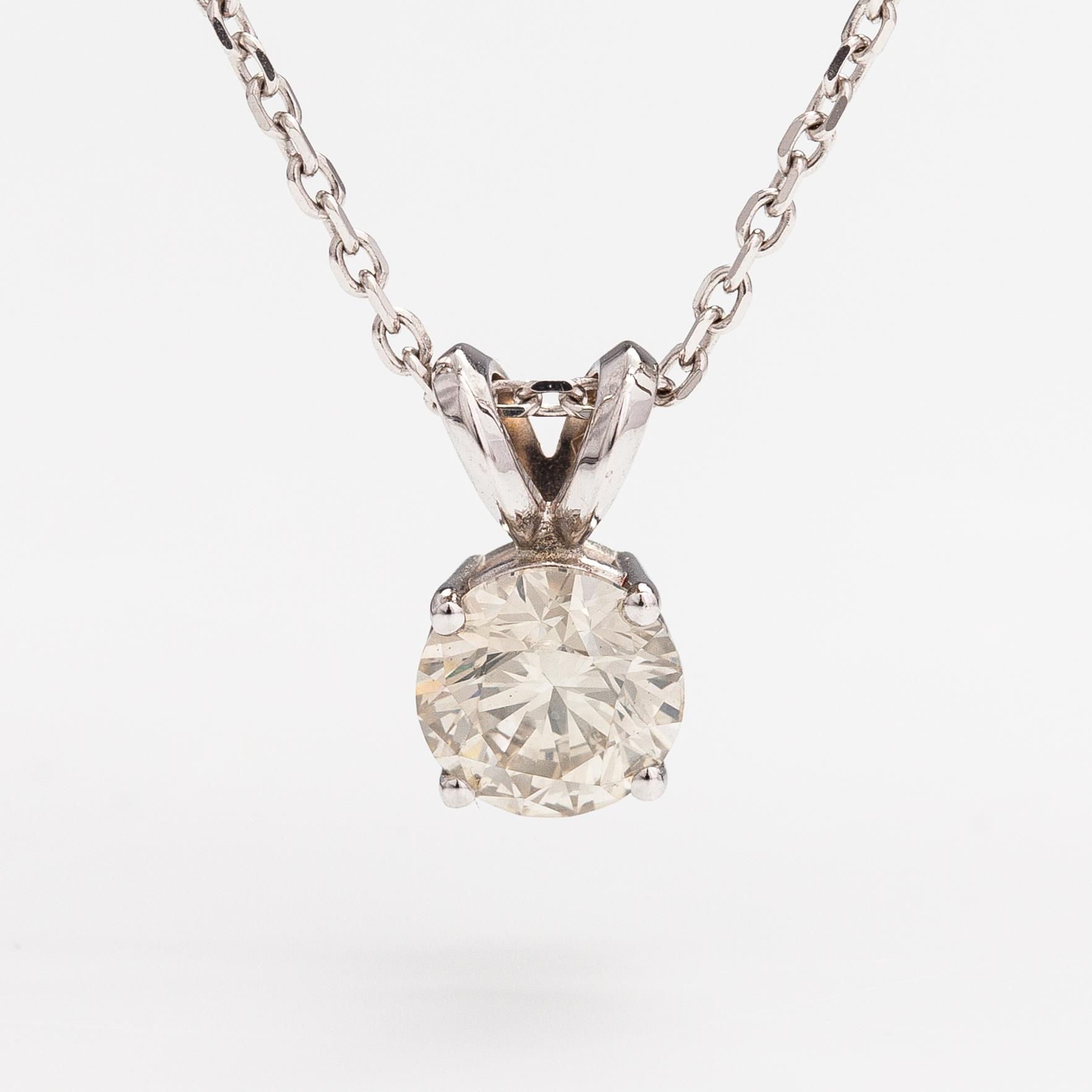 Kaulakoru, 14K valkokultaa, timantti n. 0.93 ct.