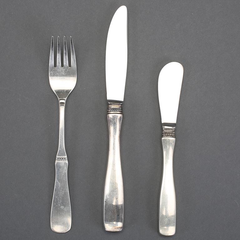 BESTICKSERVISDELAR, 14 st, "Uppsala", MGAB samt MEMA, Lidköping, 1950-/60-tal. Total vikt med stålblad ca 828 gram.