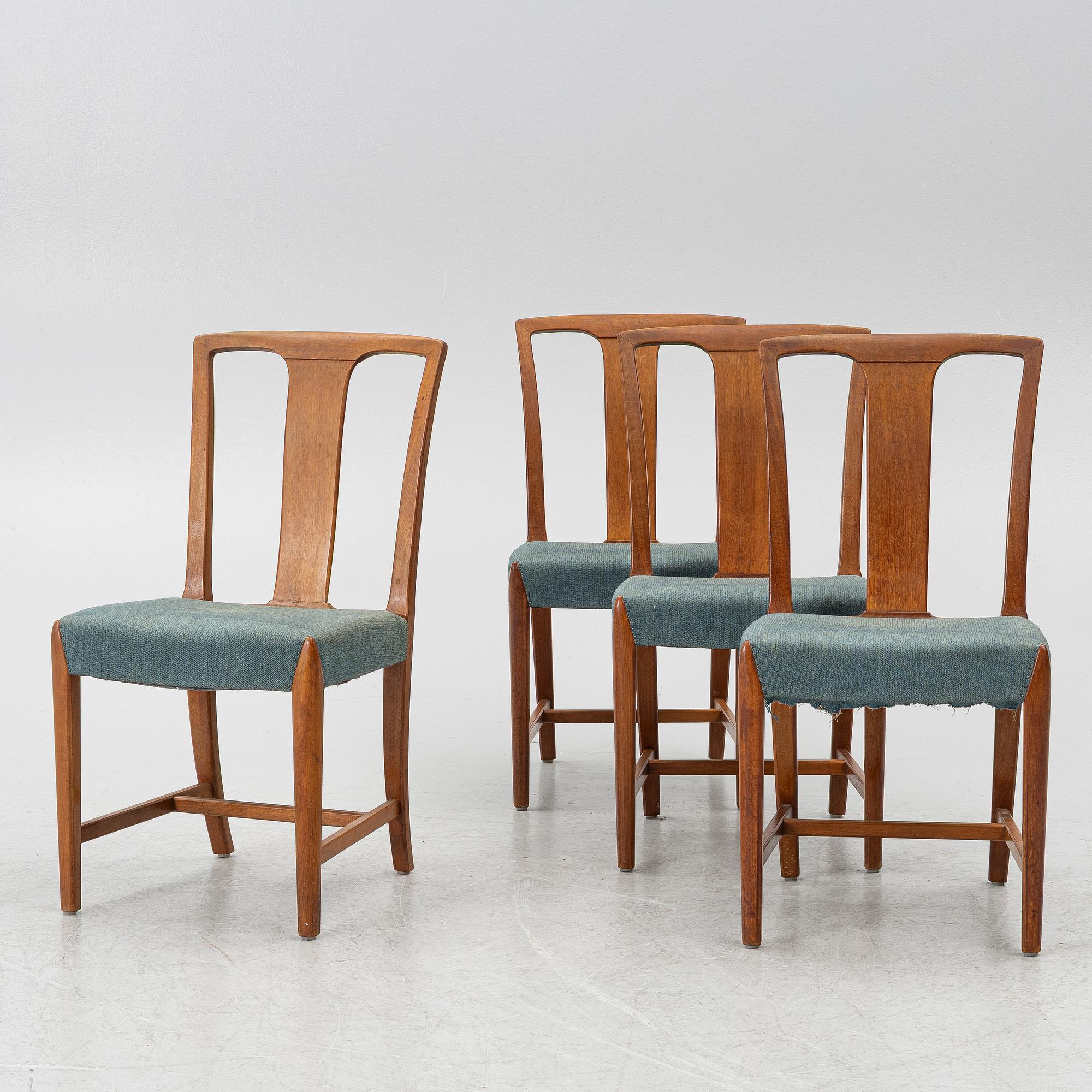 Runar Engblom, four chairs, for the Stockholm Handicraft Association, 1940s-50s.
