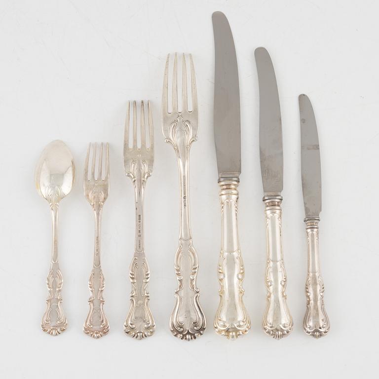 A 64-piece Swedish silver cutlery, mostly CG Hallberg, Stockholm, including 1957.