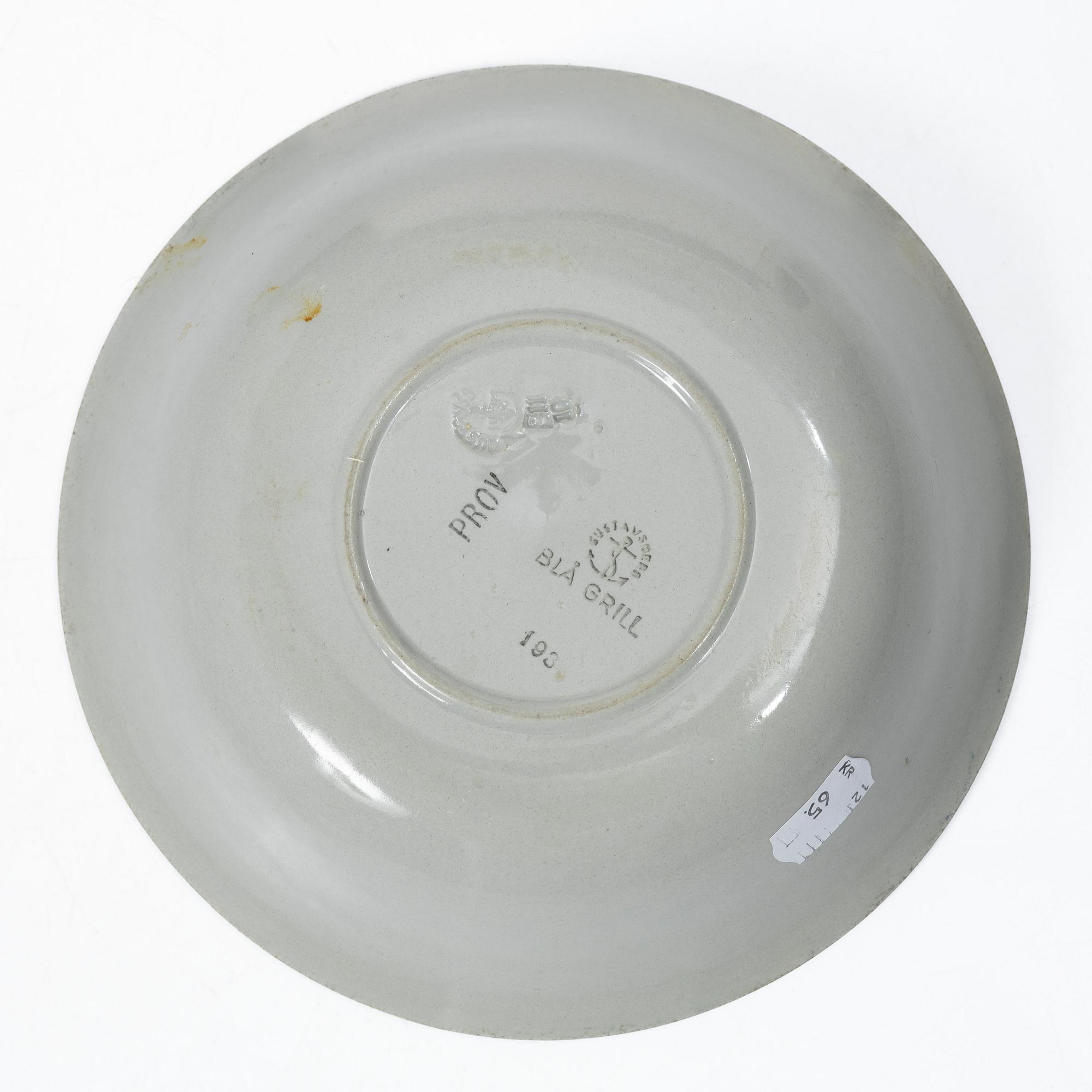 Wilhelm Kåge, Five test plates, porcelain and stoneware, Gustavsberg, 1920s-50s.