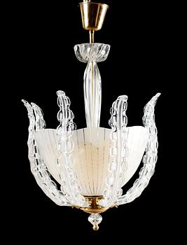 TAKLAMPA, Orrefors, glas, sannolikt Carl Fagerlund, 1900-talets mitt. H ca 70 cm.