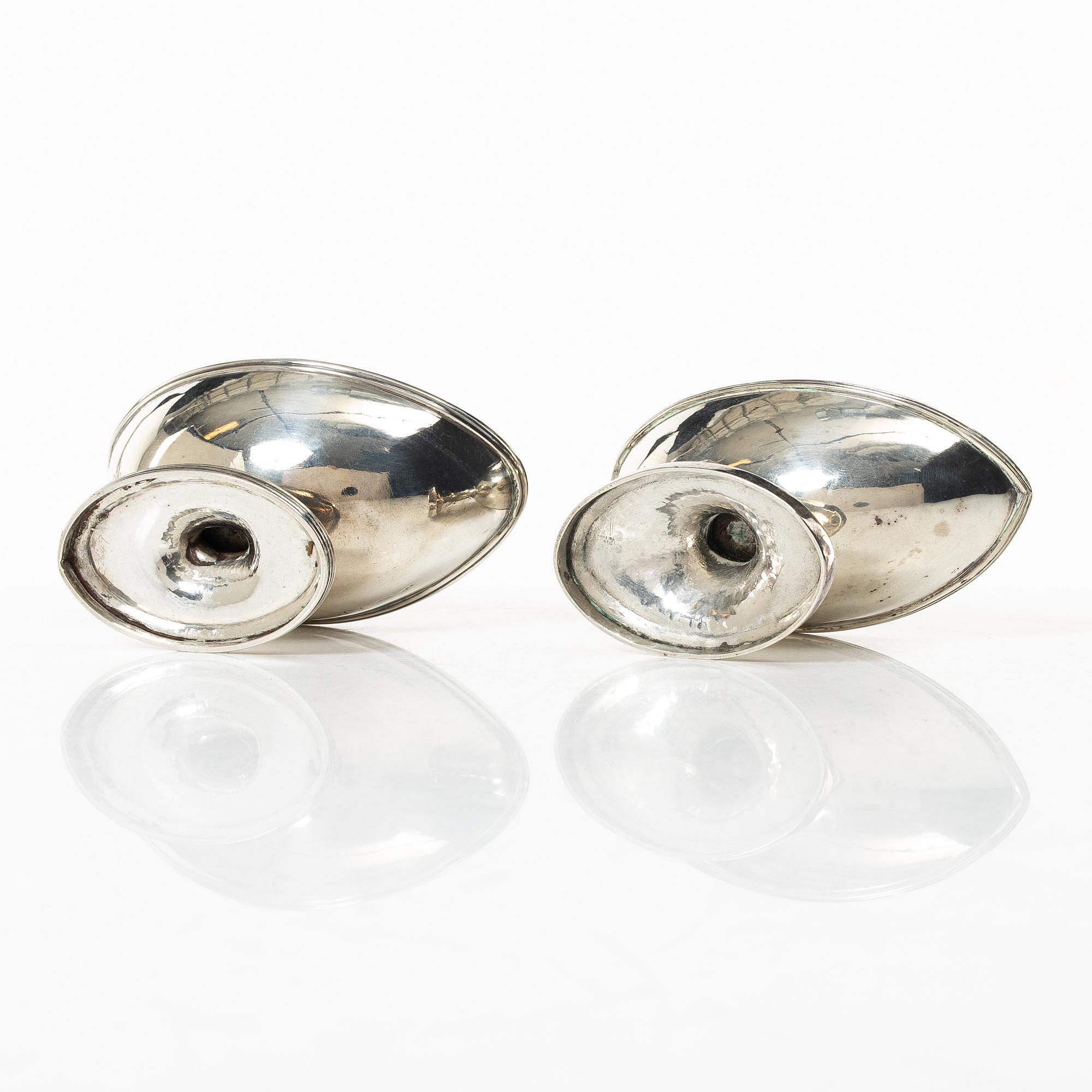 Salt cellars, a pair of similar, silver, London and Edinburgh, circa 1800.