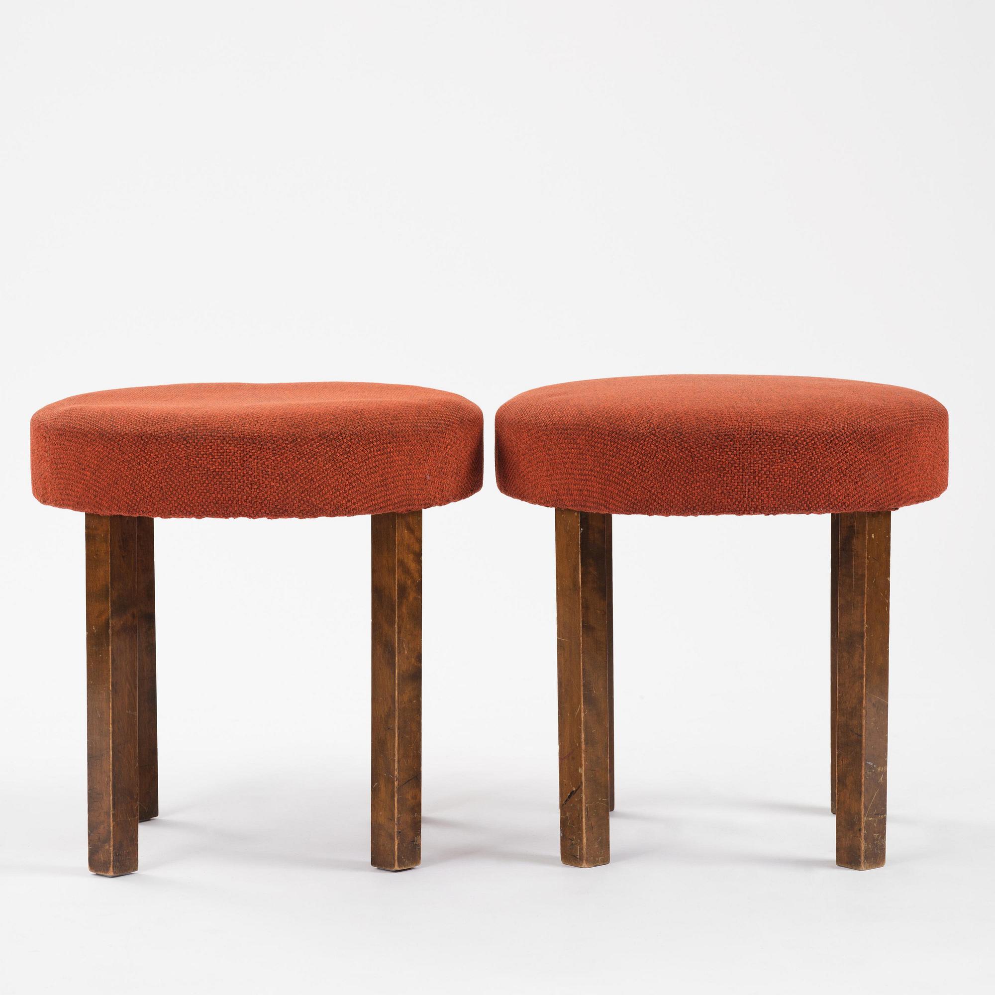 Axel Einar Hjorth, a set of two "Typenko" stools, Nordiska Kompaniet, Sweden, 1936.