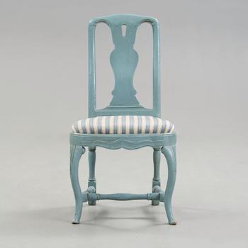 Eleven Swedish Rococo 18th century chairs.