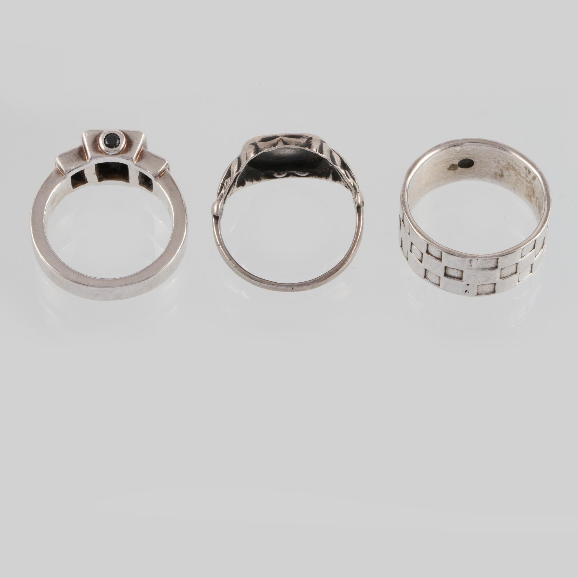 RINGAR, 3 st,  silver, delvis Alton Falköping, 1950. Vikt 21,3 gram.