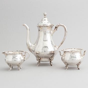 A Swedish rococo-style silver three piece coffee-set, mark of K. Andersson, Stockholm 1928.