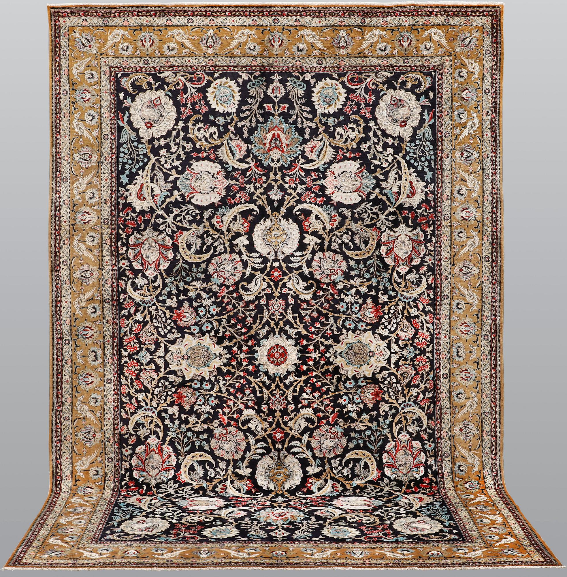 A carpet, Figural Silk Qum, ca 309 x 200 cm.