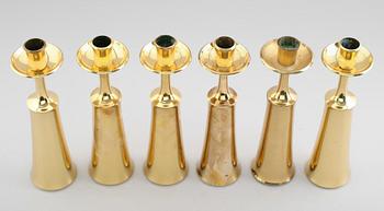 LJUSSTAKAR, 6 st, mässing, Jens Quistgaard, Danmark, 1950-/60-tal.