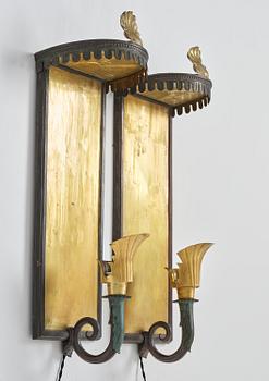 A pair of Swedish Grace wall lamps, 1920s-30s.
