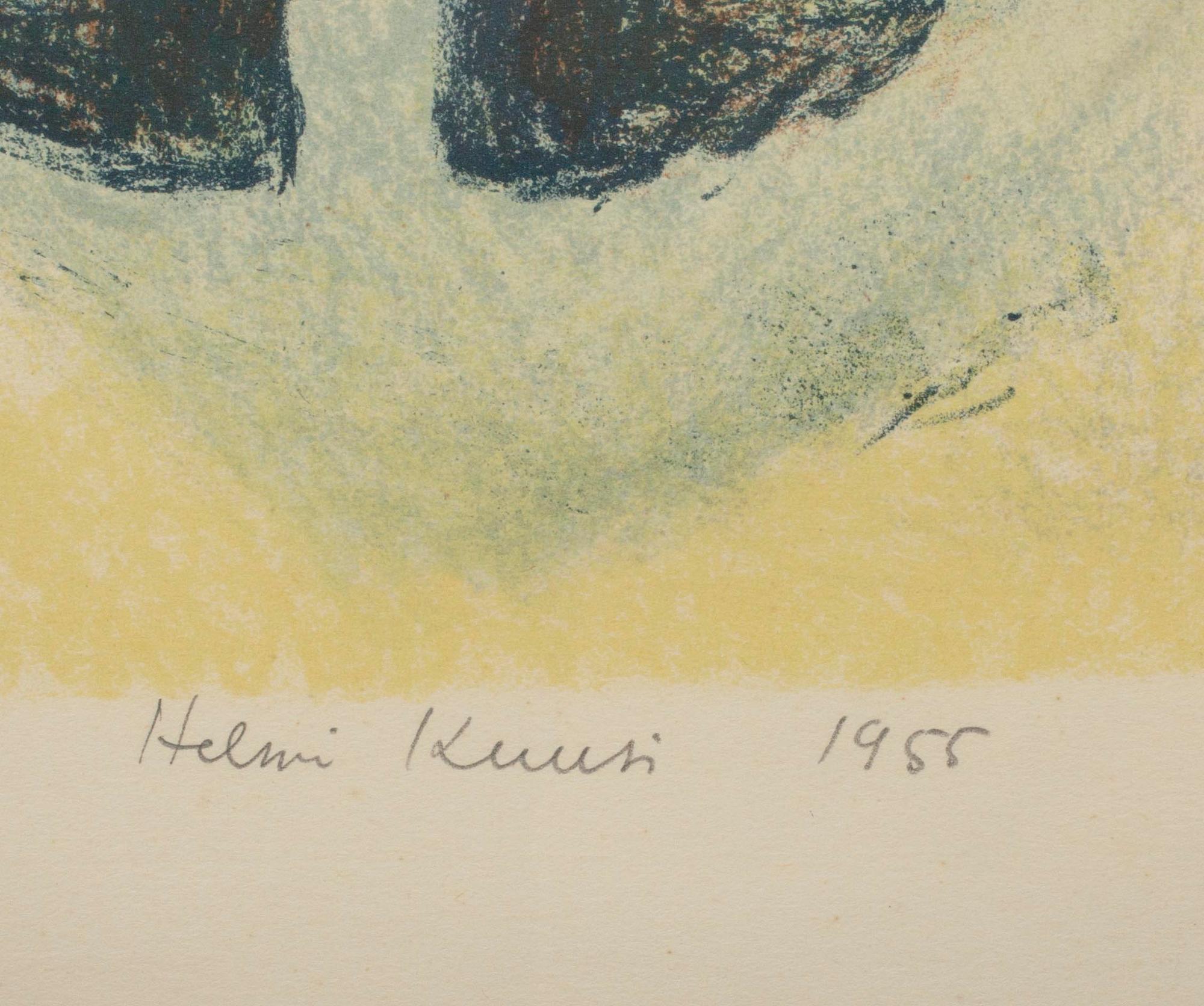 HELMI KUUSI, litografia, signeerattu ja päivätty 1955, numeroitu  3/250.