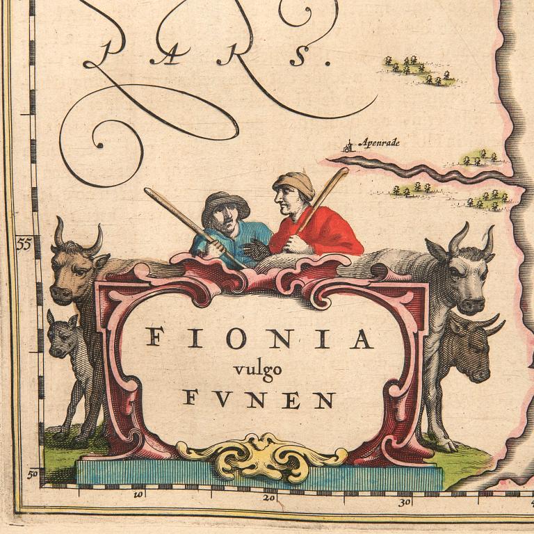 Johannes/Jean Blaeu, "Fionia vulgo Funen", Fyn Danmark.