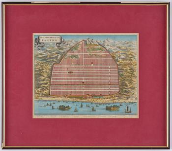 Map of Canton, engraving, 'The Groundplat of Canton', W. Bramston, 1840.