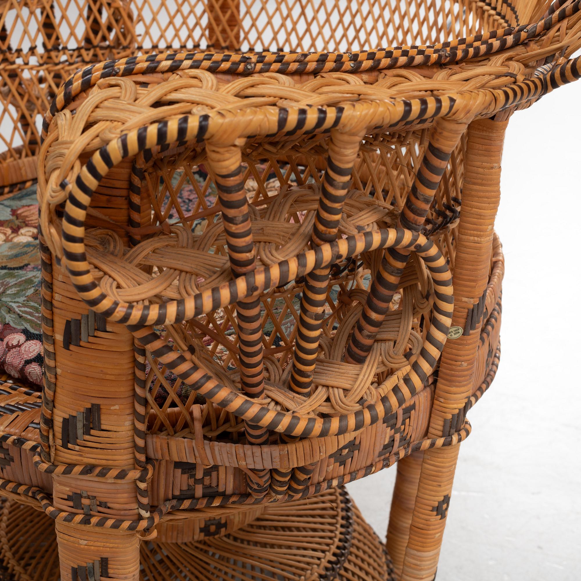 A peacock rattan chair, 20th Century.