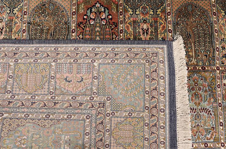 A silk carpet, Kashmir, c. 402 x 300 cm.