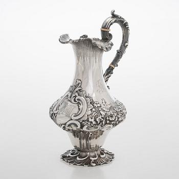 A sterling silver ewer, maker's mark of Robert W Smith, Dublin 1843.