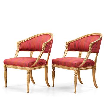 160. A pair of late Gustavian armchairs by Johan Erik Höglander (master in Stockholm 1777).