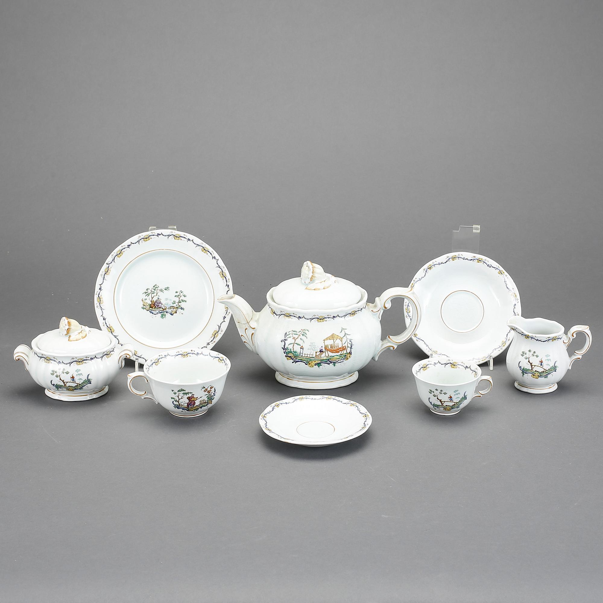 SERVIS, 14 delar, flintgods, Mah-Jong Rörstrand.