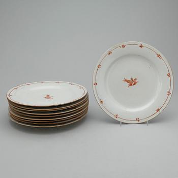 TALLRIKAR, 10st, porslin, Kina, 1800-talets första hälft.