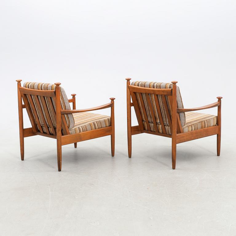 Armchairs, a pair, likely from Denmark, 1960s.