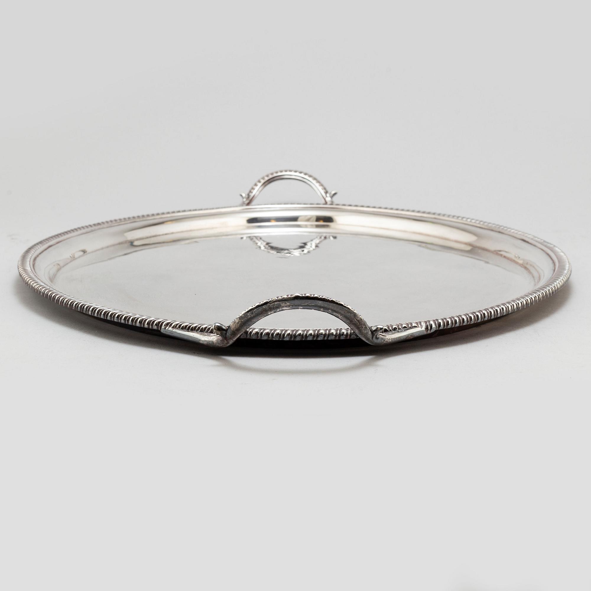 A silver tray from London, 1802.