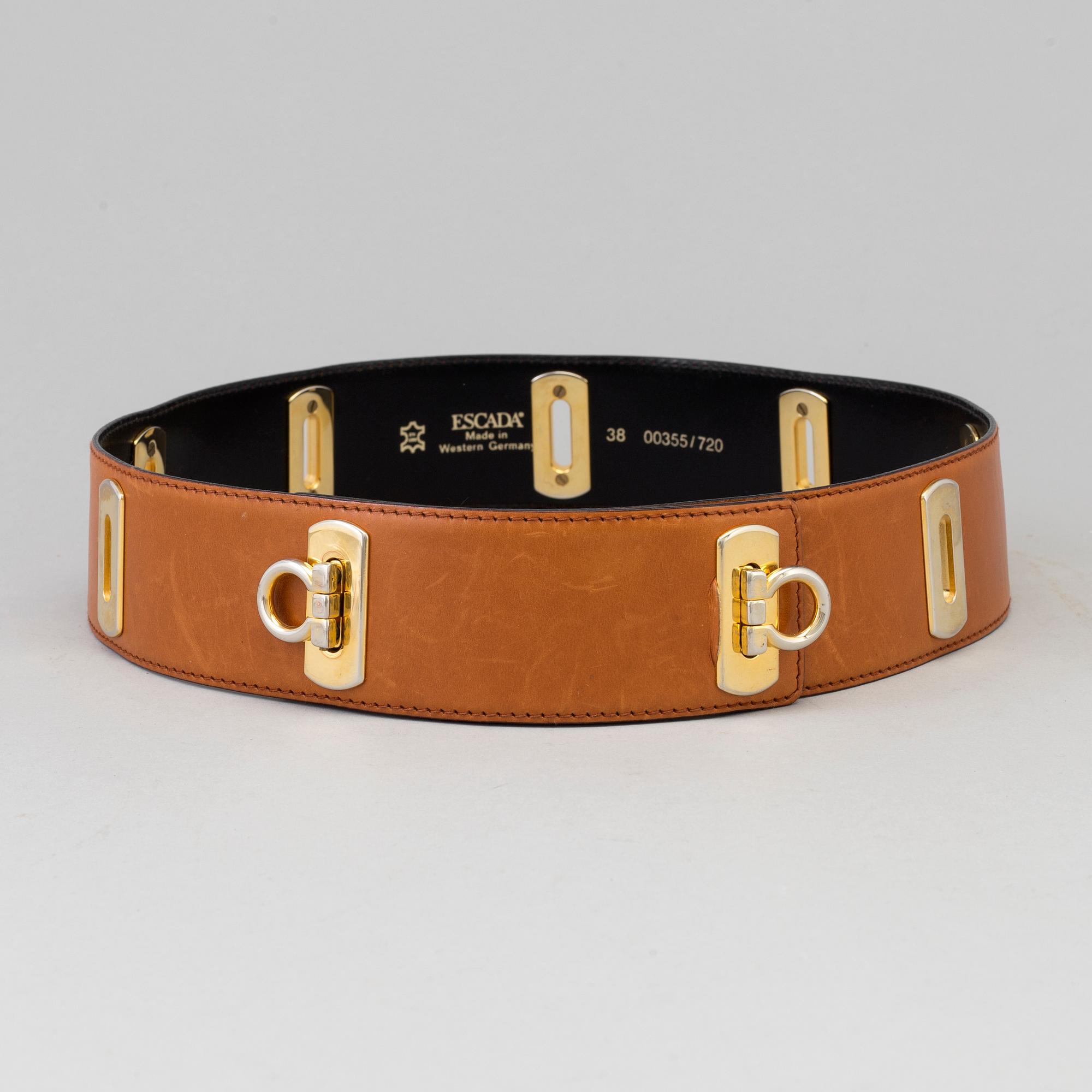 A brown leather belt.