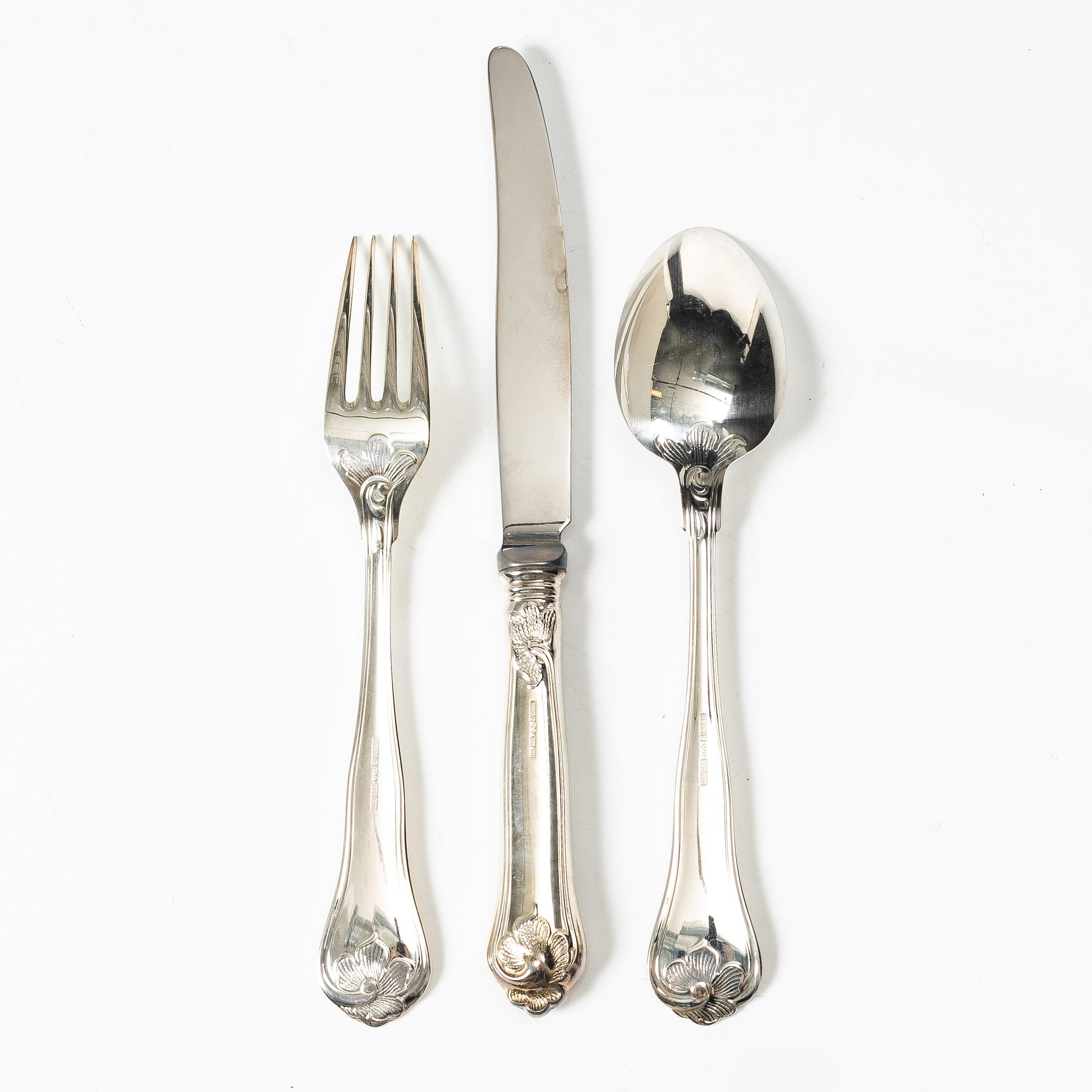 A 36-piece silver flat ware set, 'Saachsisk', Mema, Sweden, 1994-95.