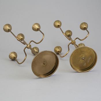 GUNNAR ANDER, kandelabrar, ett par, mässing, Ystad-Metall.