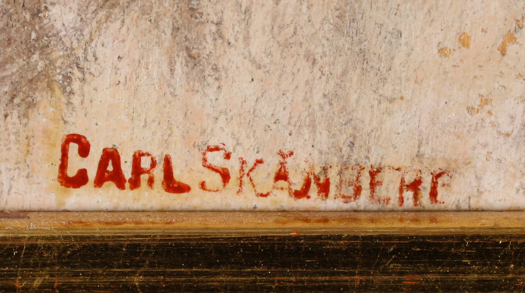 CARL SKÅNBERG, olja på pannå, stämpelsignatur.