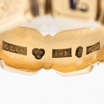 Ring in 18K gold and enamel, with a compartment. 1852.