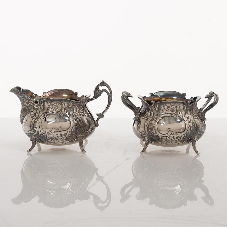 Kaffeservis, 4 delar, silver, rokokostil, GEWE, Stockholm 1976.