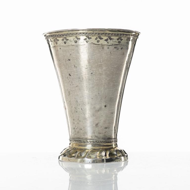 A silver beaker, unclear maker's mark, probably Christoffer Wasserman, Lindesberg Sweden 1769.