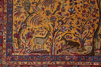 Matta, semiantik silke Keshan figural, ca 309-310 x 204,5-207 cm.