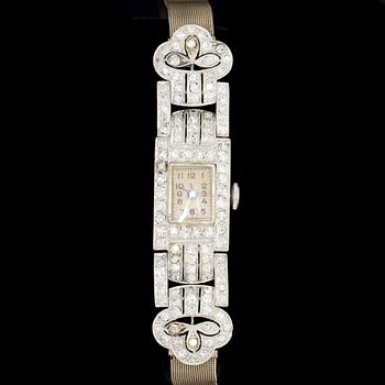 DAMARMBANDSUR, art deco, diamanter ca 1ct, vitguld. 1900-talets första hälft. Vikt ca 30g.