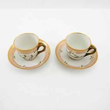 Cups with saucers 2 pcs "Flora Danica" Royal Copenhagen Denmark 1963-1964 porcelain.