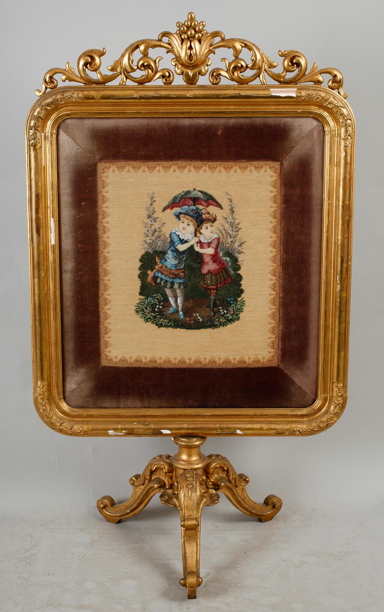BRASSKÄRM, nyrokoko, sent 1800-tal.