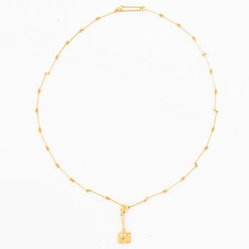 Björn Weckström, Necklace, 18K gold with an octagonal-cut diamond, for Lapponia. Finland, 1978.