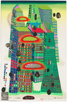 415. Friedensreich Hundertwasser, "Good Morning City - Bleeding Town" (mit Phosphorfarben überarbeitete Ausgabe).