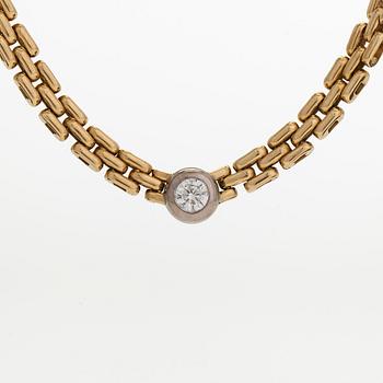 Necklace, set with a brilliant-cut diamond, and bracelet, 18K gold. Finnish import marks 1990.