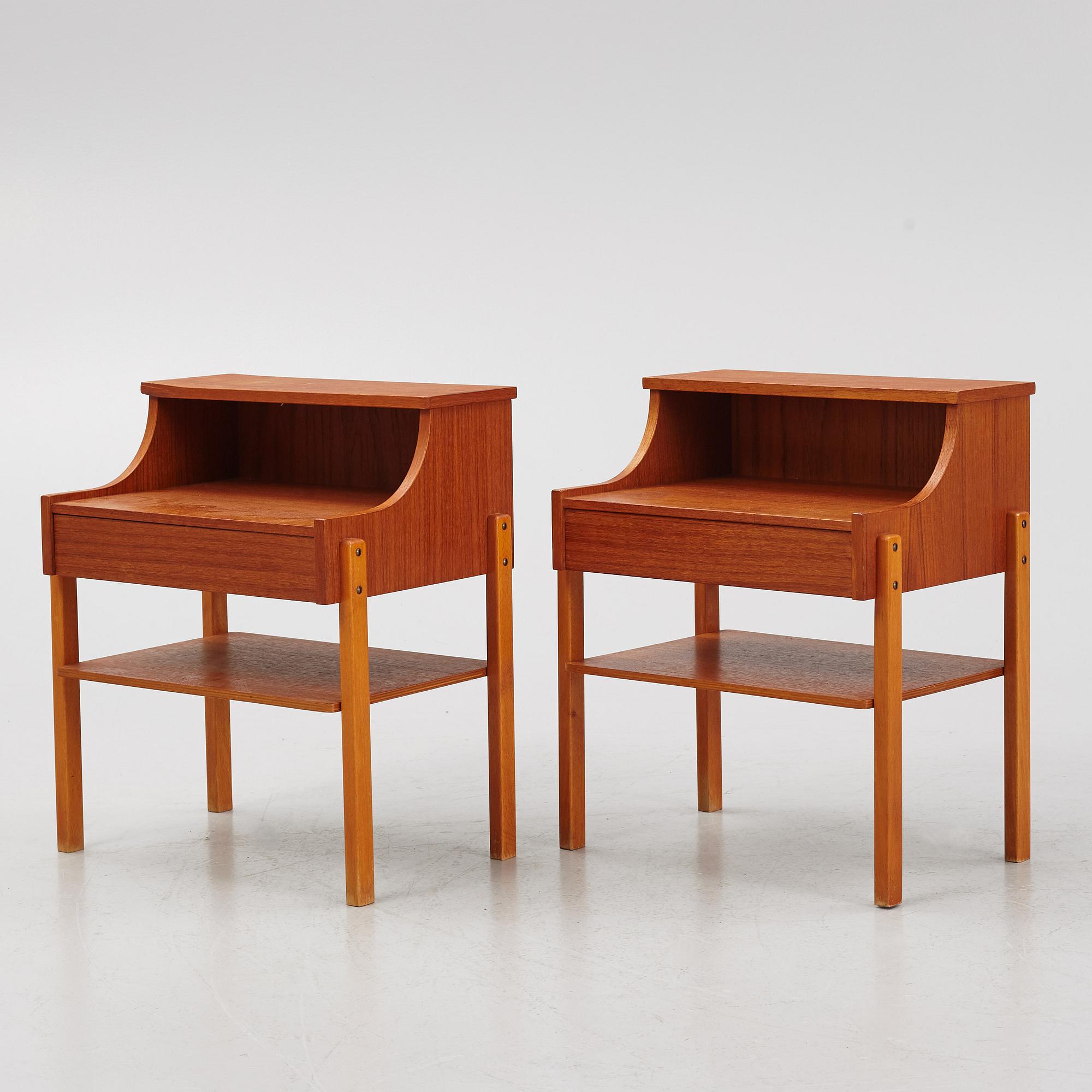 A pair of bedside tabled, Carlström & Co, Bjärnum, 1950's/60's.