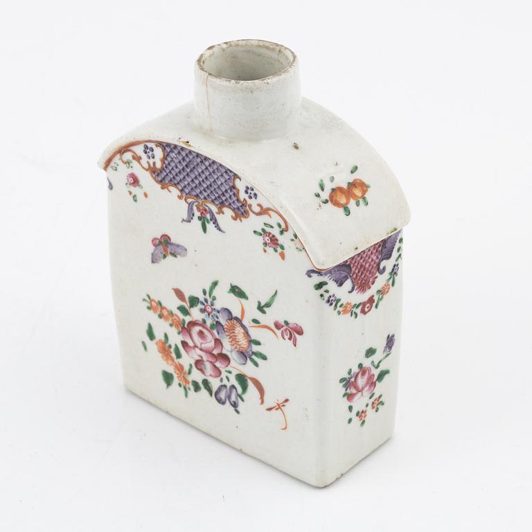 A famille rose tea caddy, Qing dynasty, Qianlong (1736-95).